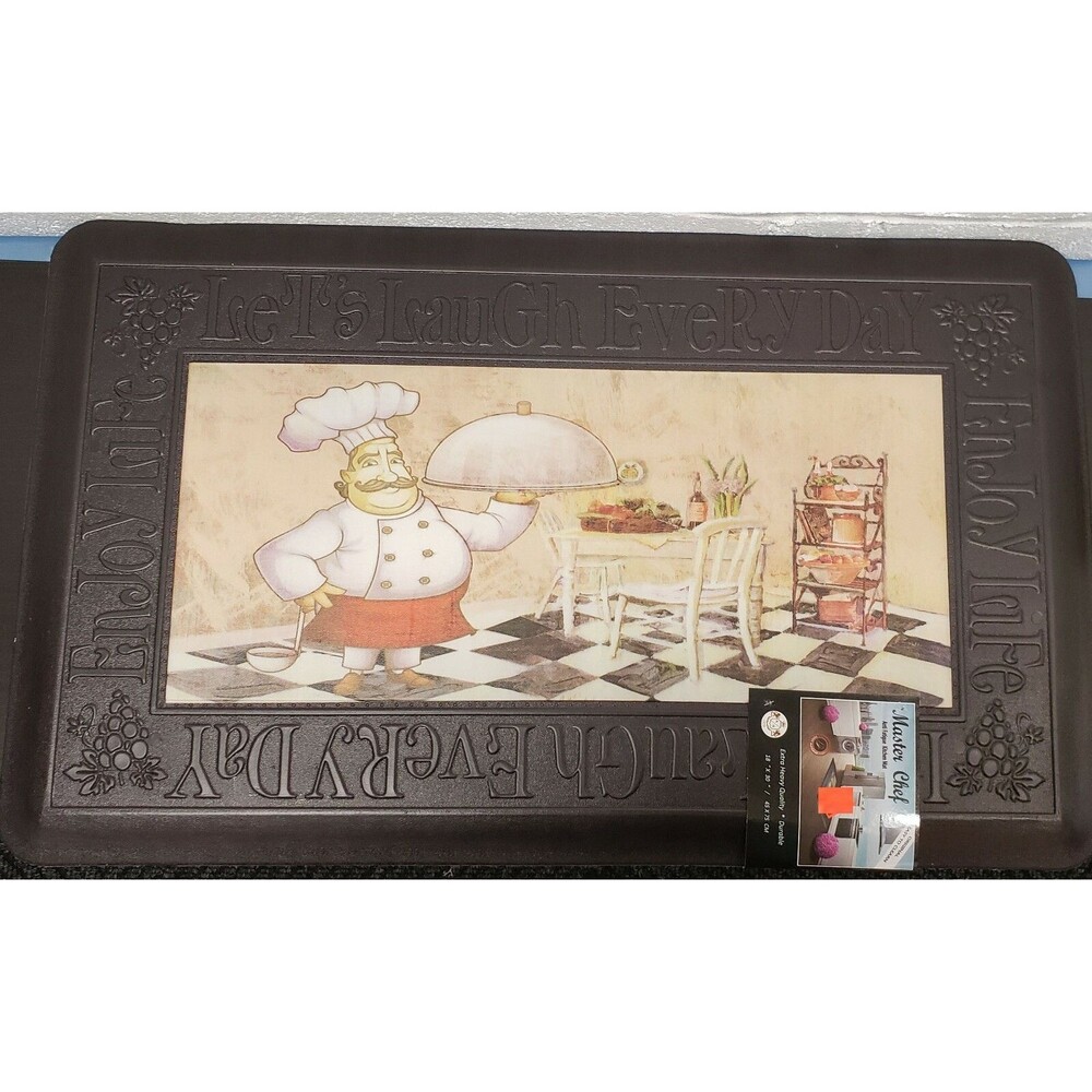 ANTI-FATIGUE NON SLIP PVC KITCHEN FLOOR MAT(18"x30") FAT CHEF W/DISH,Master Chef